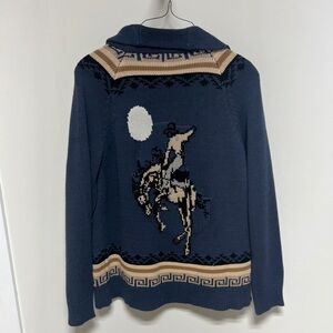 NWT! Sendero Navy Western Knit Sweater with Cowboy Design